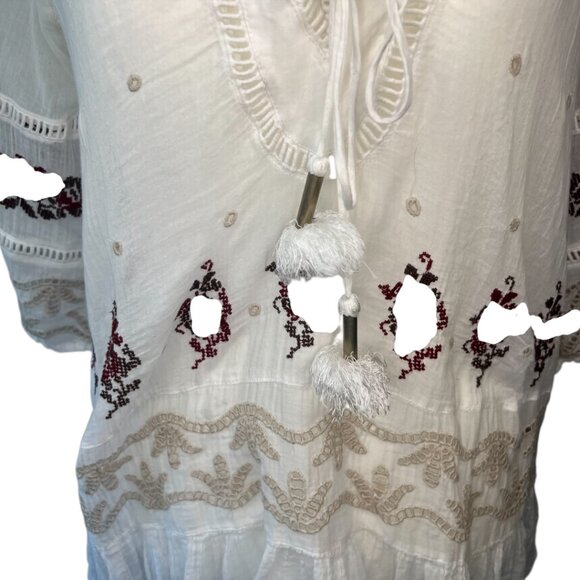 FREE PEOPLE | Pre-Loved Boho Embroidered Cream Tunic Top – Size M - GWP - Picture 7 of 9